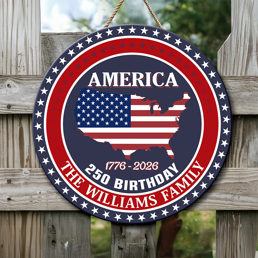 Custom Name America 250 Birthday 1776-2026 Personalized Door Sign HA75 898482