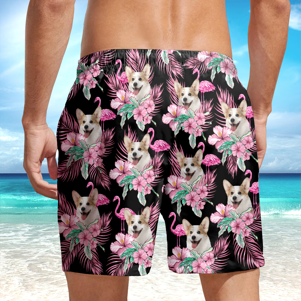 Custom Funny Photo Dog Flamingo Beach Short Summer Gift For Dog Lovers HA75 892454