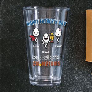 Happy Father's Day Your Swimming Champion Personalized Beer Glass Funny Father's Day Gift CH07 895362