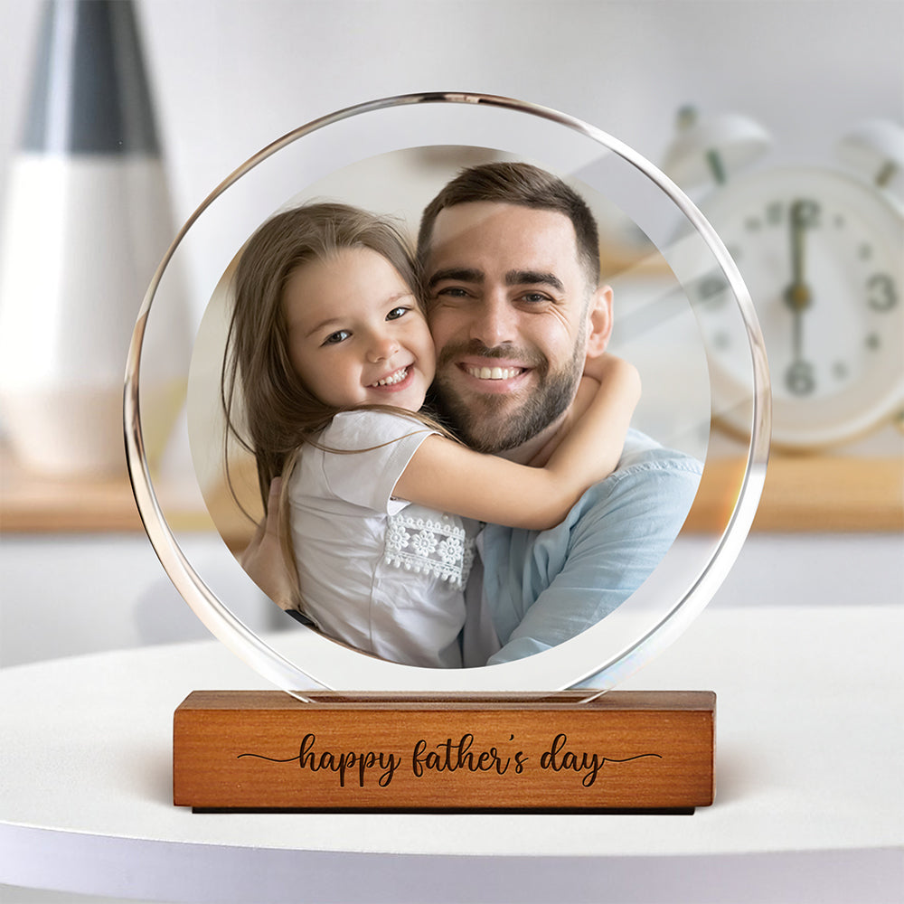 Custom Dad & Kid Photo Round Acrylic Frame Block Father's Day Gift For Dad HA75 892378