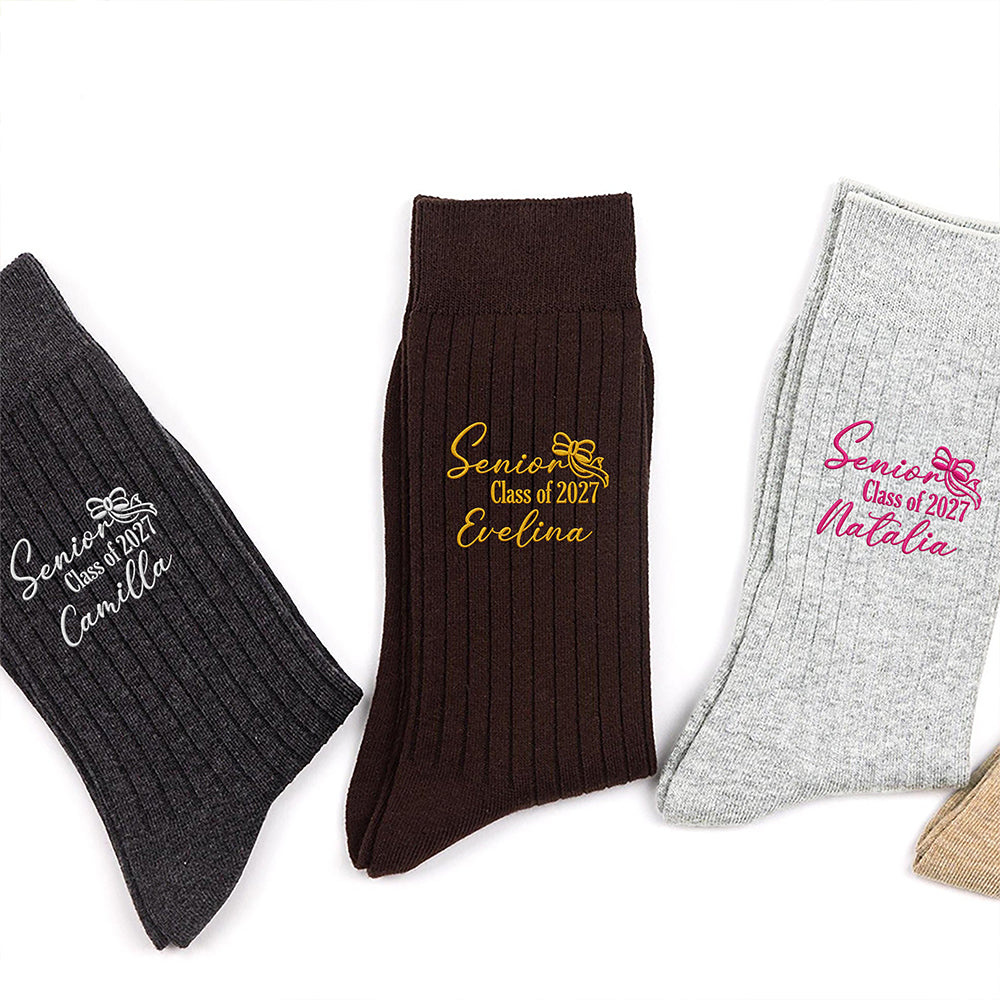 Personalized Name Senior - Class of 2027 Embroidered Socks HA75 922094