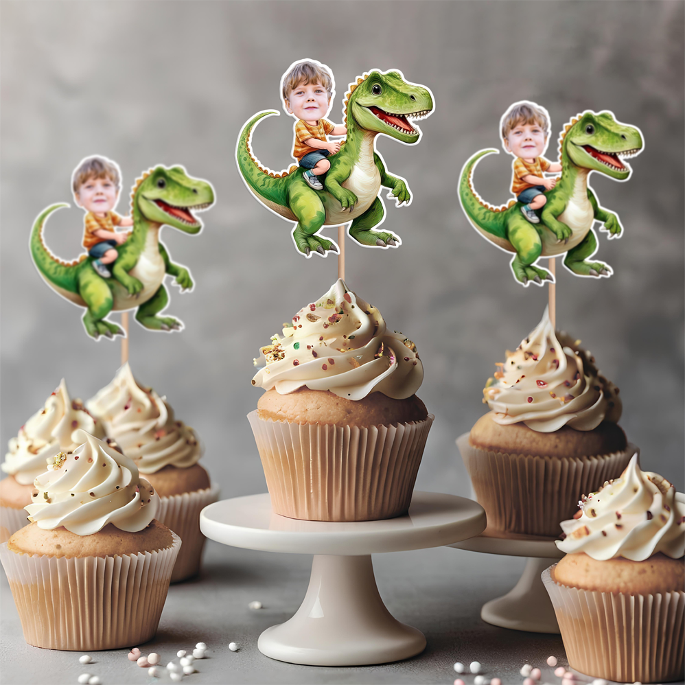 Custom Dinosaur Face Cupcake Toppers Dinosaur Birthday Decor HA75 892114