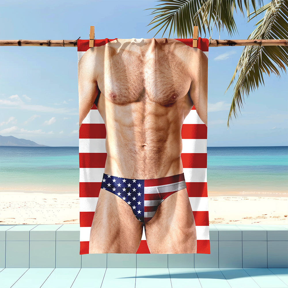 Personalized Funny Muscle Body American Flag Underwear Beach Towel HA75 921852