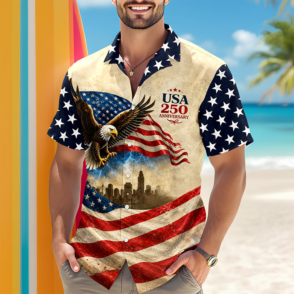 USA 250 Anniversary Patriotic Hawaii Shirt HA75 921620