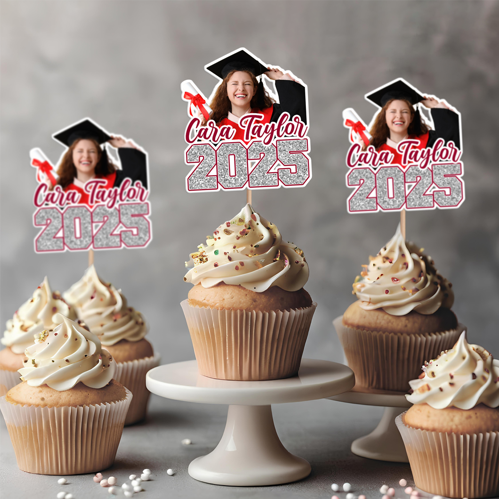 Custom Photo Class of 2025 Graduation Decoration Cupcake Toppers HA75 891996