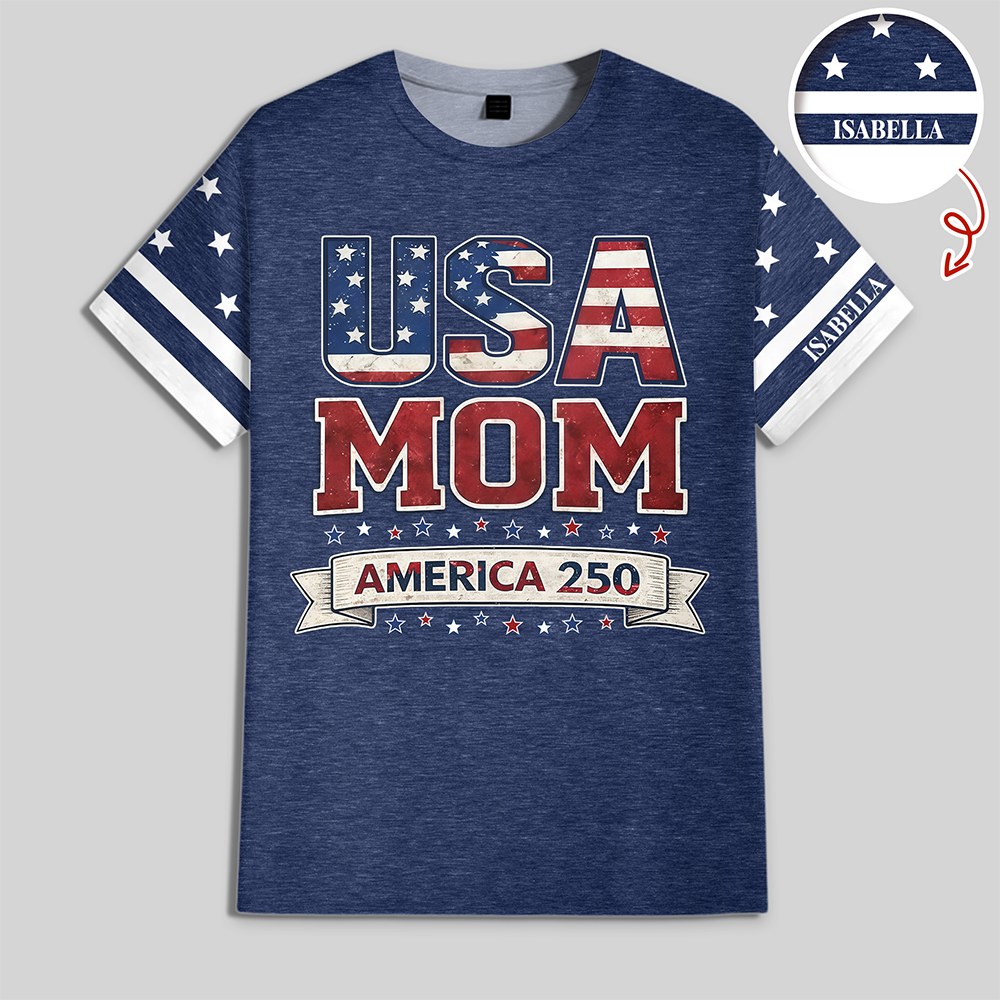 Custom Name USA Mom With 250 Years Anniversary AOP Shirt HO82 901914