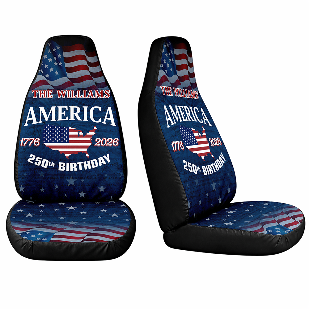 Custom Name US 250 Birthday 1776-2026 Car Seat Cover HO82 901990