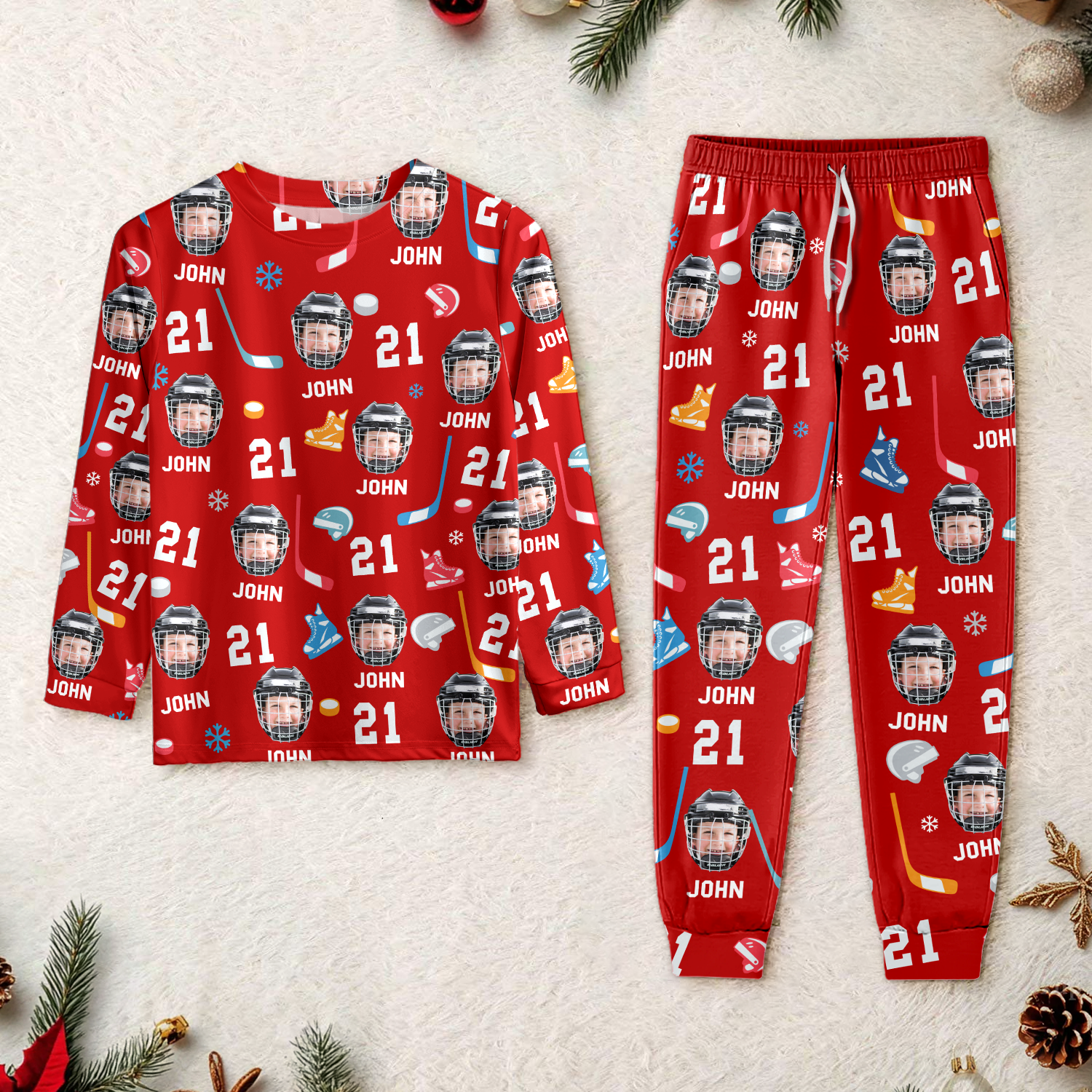 Custom Face Photo With Hockey Sport Sleepwear HO82 900046