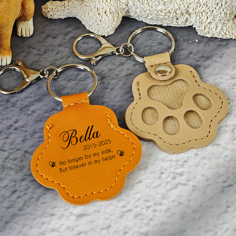 Custom Name Forever In My Heart Memorial Leather Paw Keychain LM32 895731