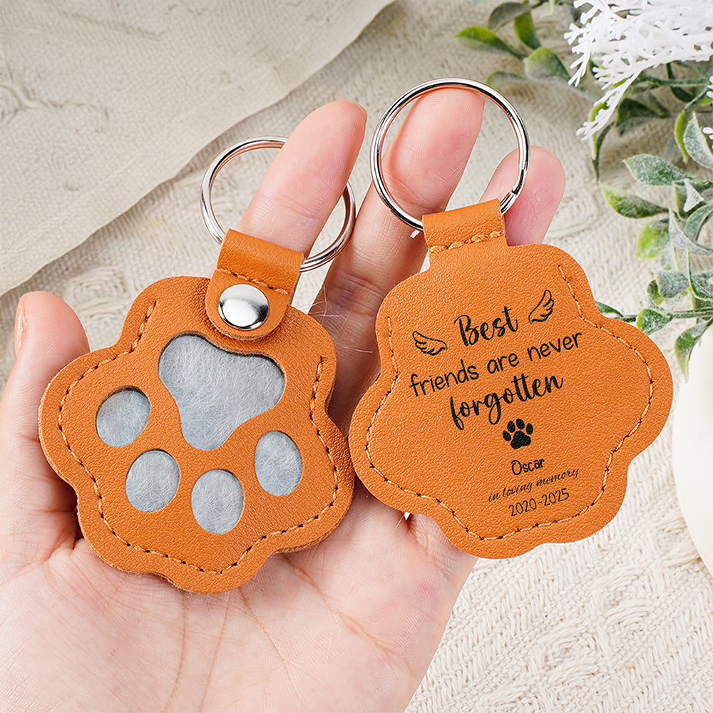 Custom Name Best Friends Are Never Forgotten Leather Paw Keychain LM32 895737