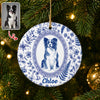Custom Photo Watercolor Portrait Toile de Jouy Style Christmas Ceramic Ornament, Gift for Pet Lovers LM32 669743