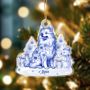 Personalized Name Dog Toile De Jouy Christmas Acrylic Ornament LM32 895045