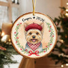 Custom Dog Photo Watercolor Ceramic Ornament, Personalized Christmas Gift for Dog Lovers CH07 180490