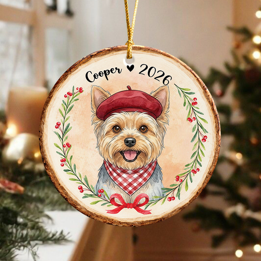 Custom Dog Photo Watercolor Ceramic Ornament, Personalized Christmas Gift for Dog Lovers CH07 180490