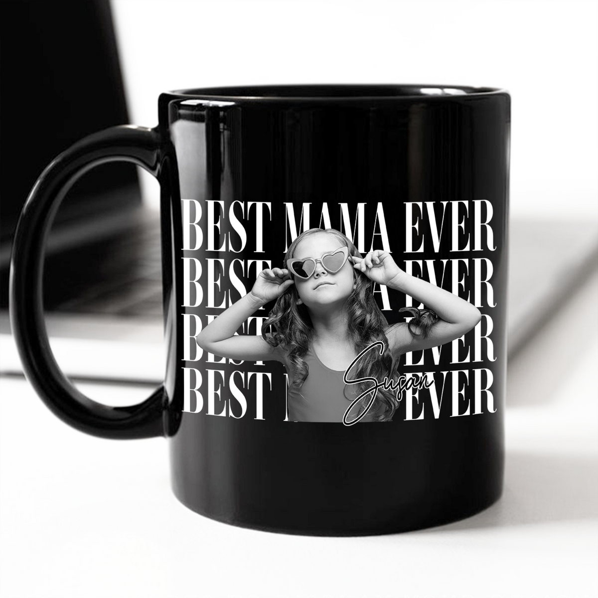 Personalized Vintage Photo Best Dad Mom Ever Black Mug - Father’s Day Gift LM32 669055