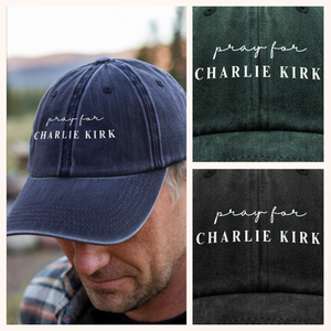 Pray for Charlie Kirk Washed Denim Baseball Cap LM32 65539