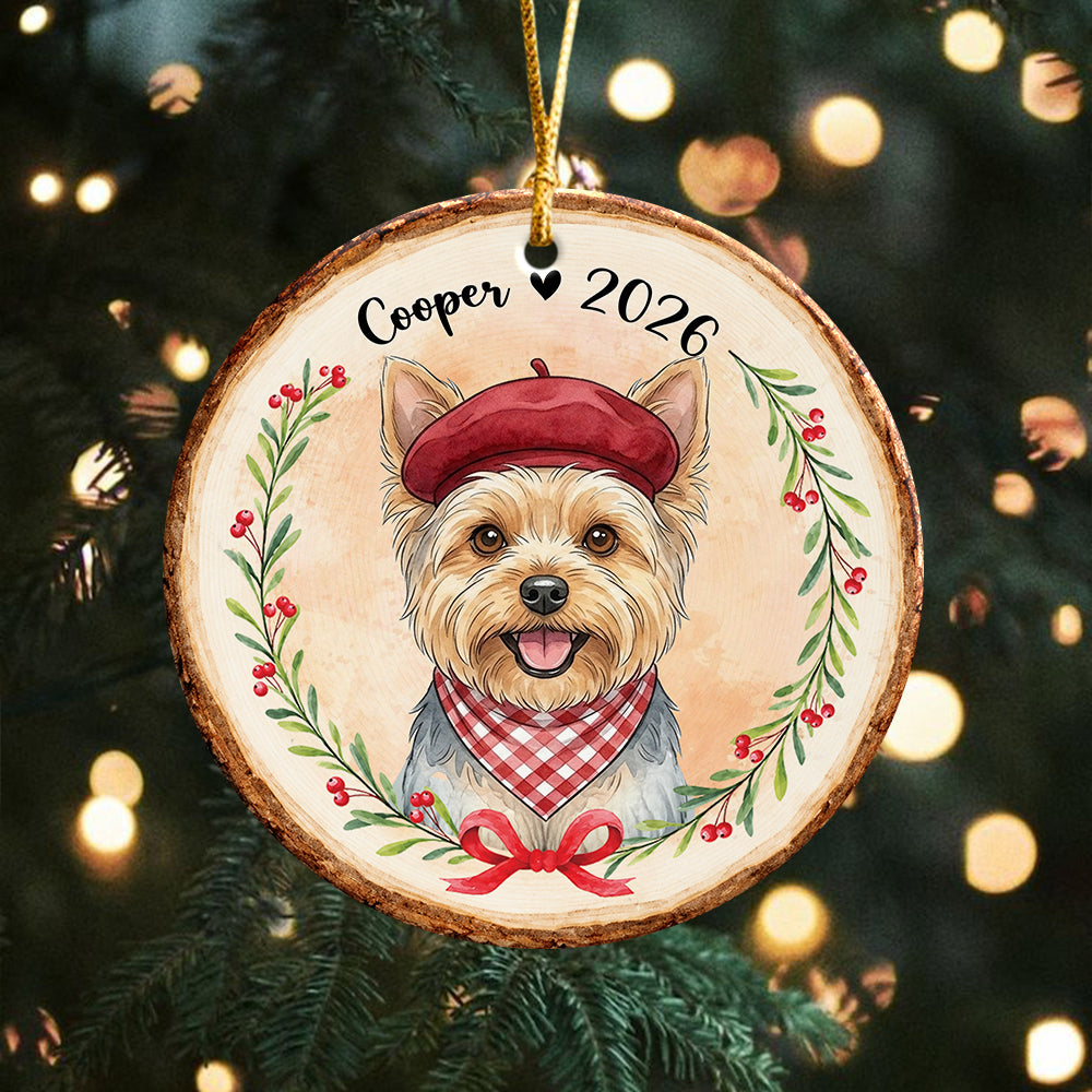 Custom Dog Photo Watercolor Ceramic Ornament, Personalized Christmas Gift for Dog Lovers CH07 180490