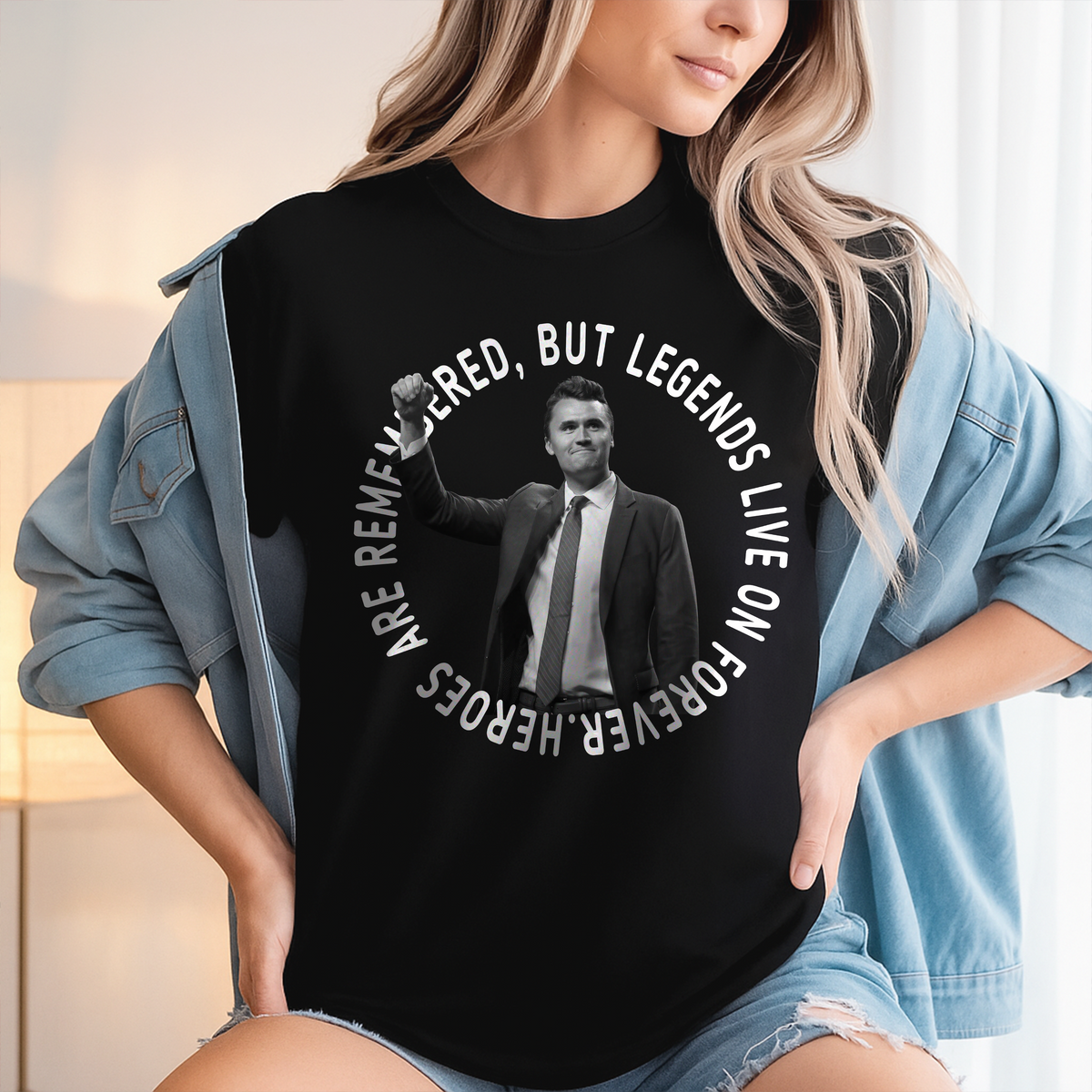 Pray For Legends - Charlie Kirk Lives On Forever Memorial Dark Shirt LM32 65475