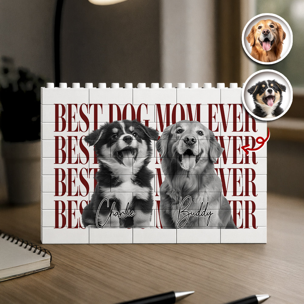 Personalized Vintage Photo Best Dog Cat Dad Mom Ever Building Brick Block CH07 911548