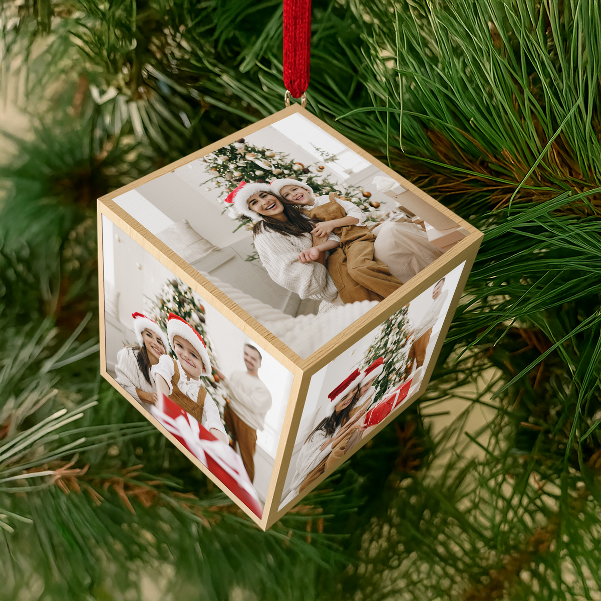 Custom Family Photo Merry Christmas Cube Ornament TH10 894521
