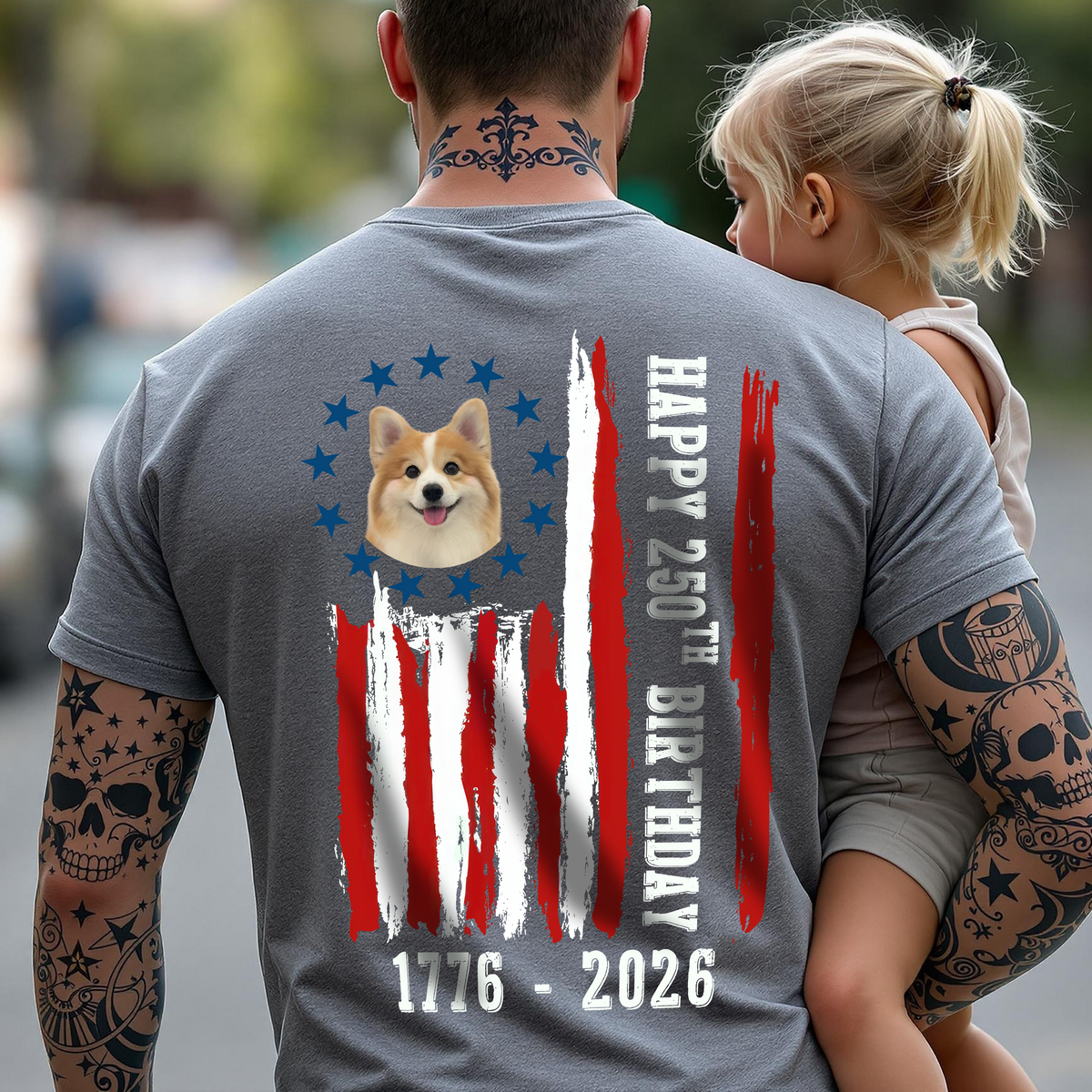 Custom Dog Photo Happy 250 Years Of Freedom Patriot Backside Shirt LM32 895217