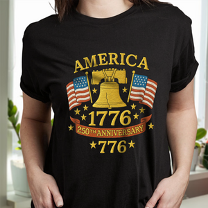 Anniversary Liberty Bell Embroidered Effect Dark Shirt America 250th Anniversary Shirt CH07 899188