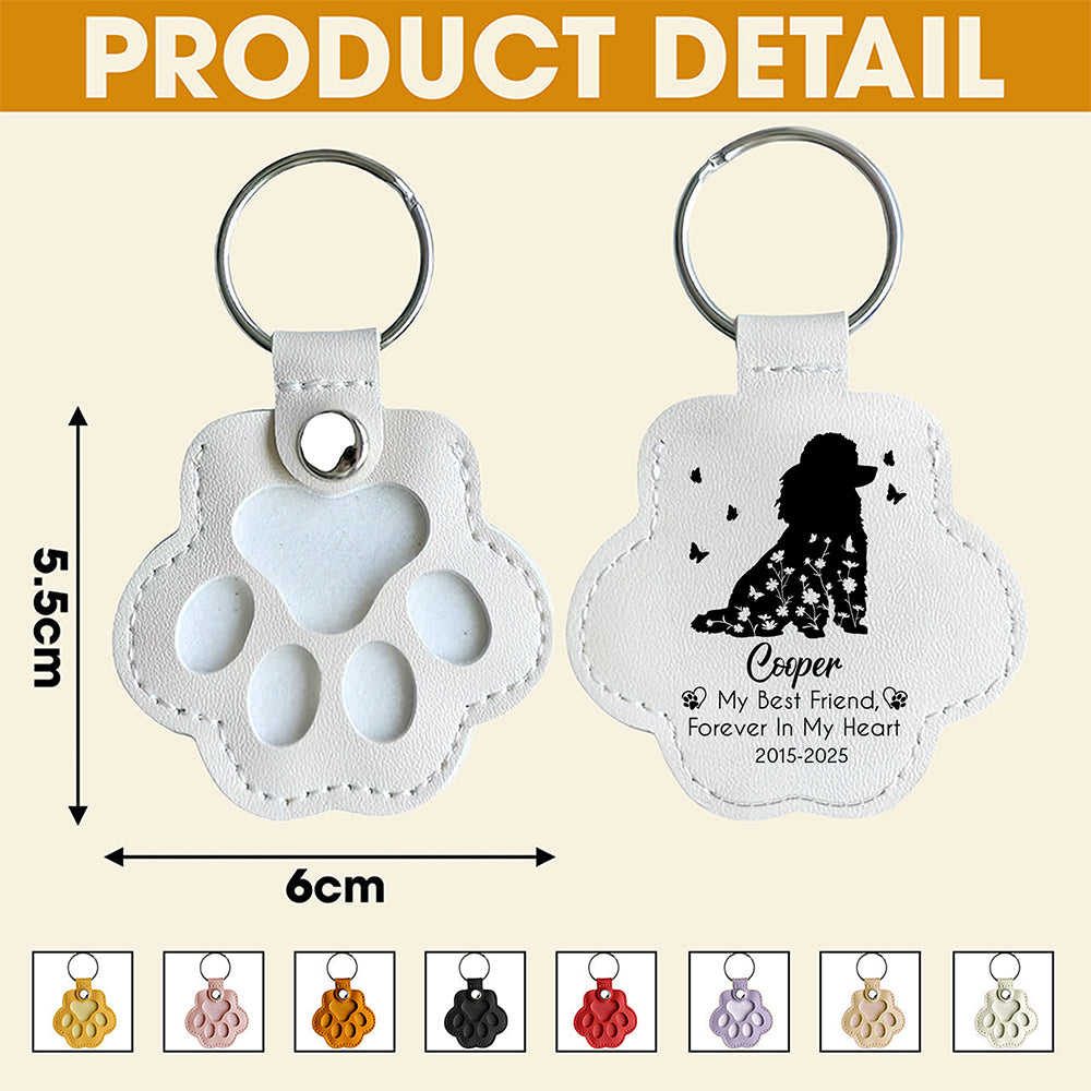 Custom Floral Dog My Best Friend Memorial Leather Paw Keychain LM32 895733