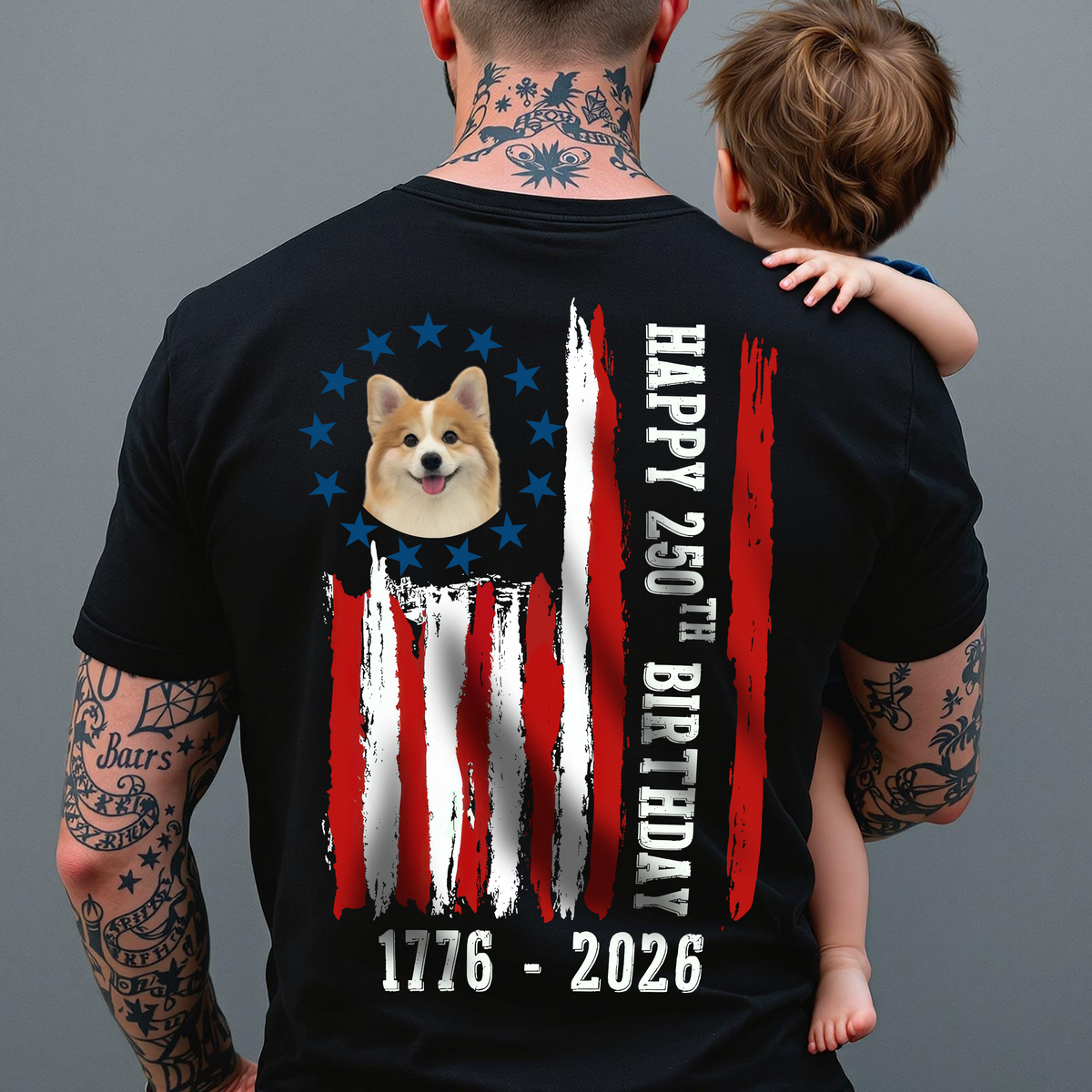 Custom Dog Photo Happy 250 Years Of Freedom Patriot Backside Shirt LM32 895217