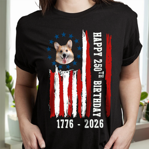 Custom Dog Photo Happy 250 Years Of Freedom Patriot Dark Shirt LM32 895215