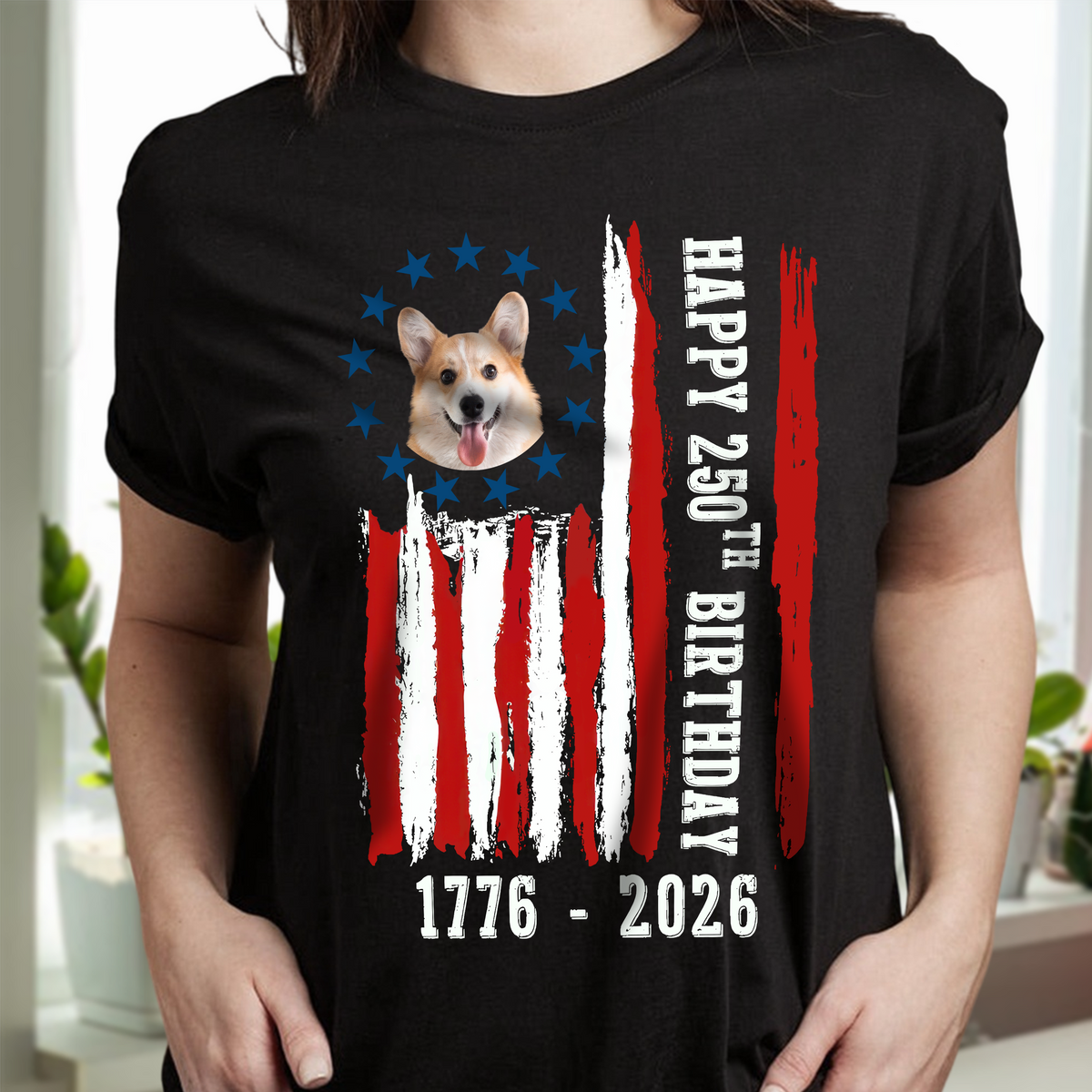 Custom Dog Photo Happy 250 Years Of Freedom Patriot Dark Shirt LM32 895215