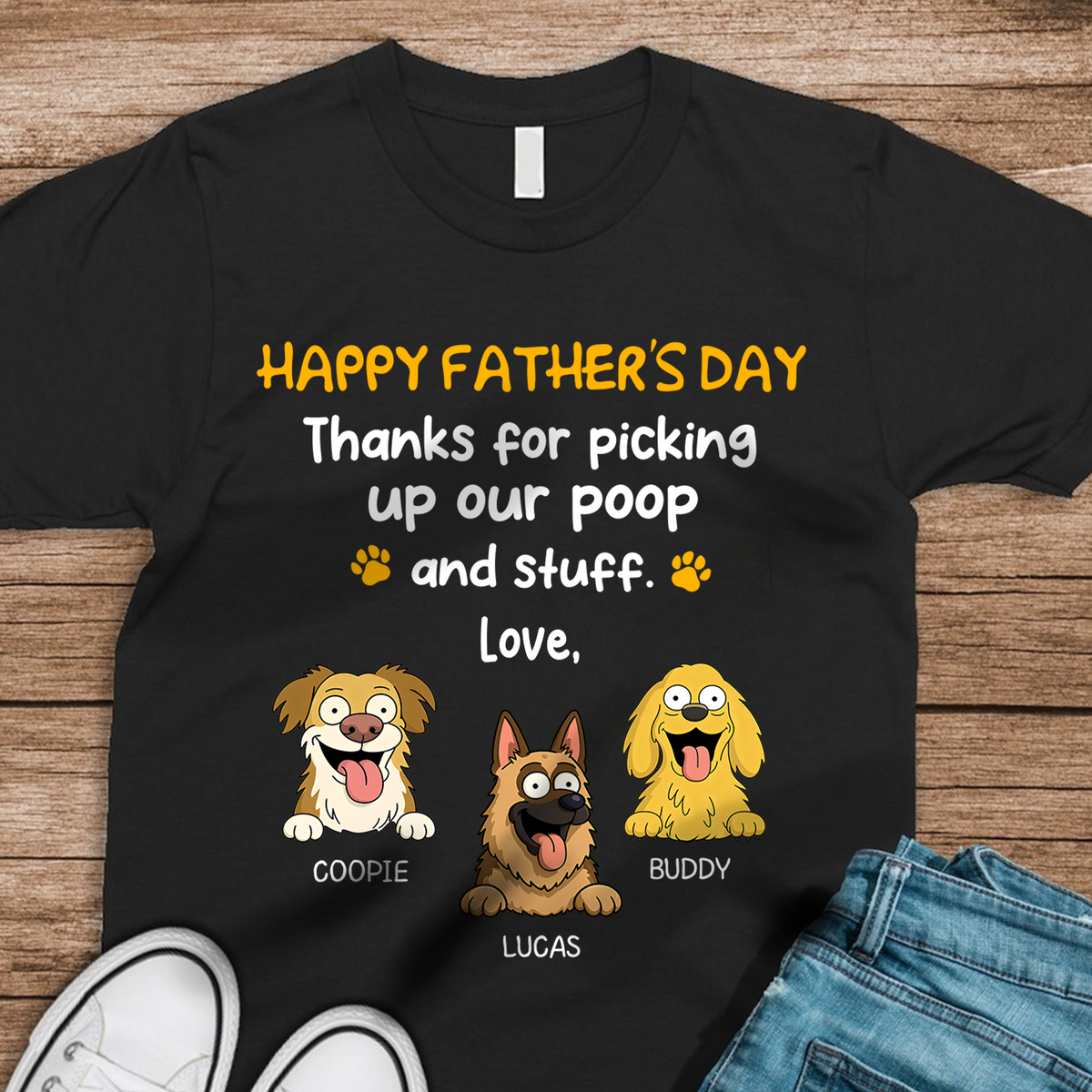 Thank For Picking Up Our Poop Dog Dark Shirt Personalized Gift For Father's Day HO82 893690