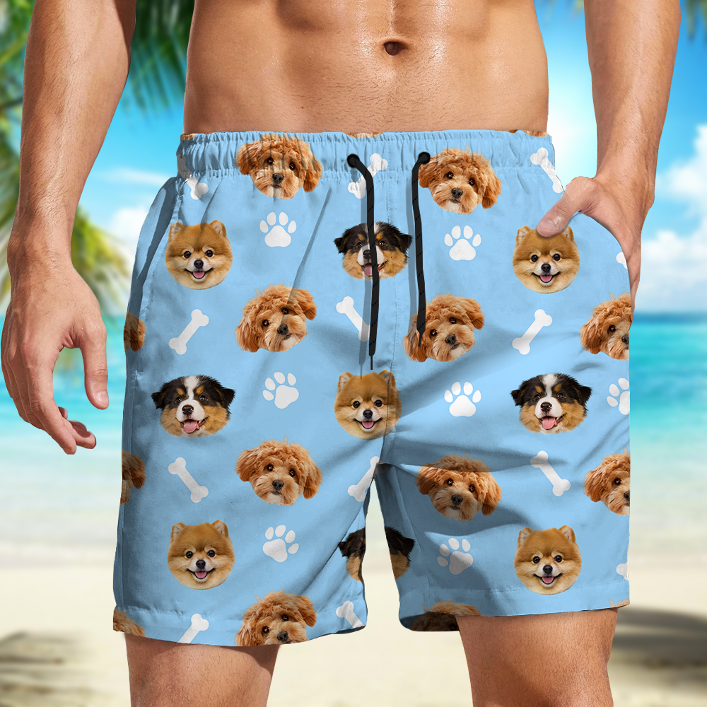 Custom Photo Face Dog With Bone Beach Short TH10 892763