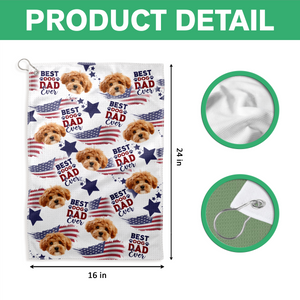Custom Photo Best Dog Dad, Mom Ever USA Flag Dog, Cat Golf Towel LM32 893641
