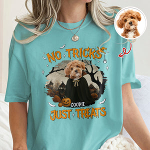 No Tricks Just Treats Custom Halloween Dog Photo Comfort Color Shirt CH07 899448