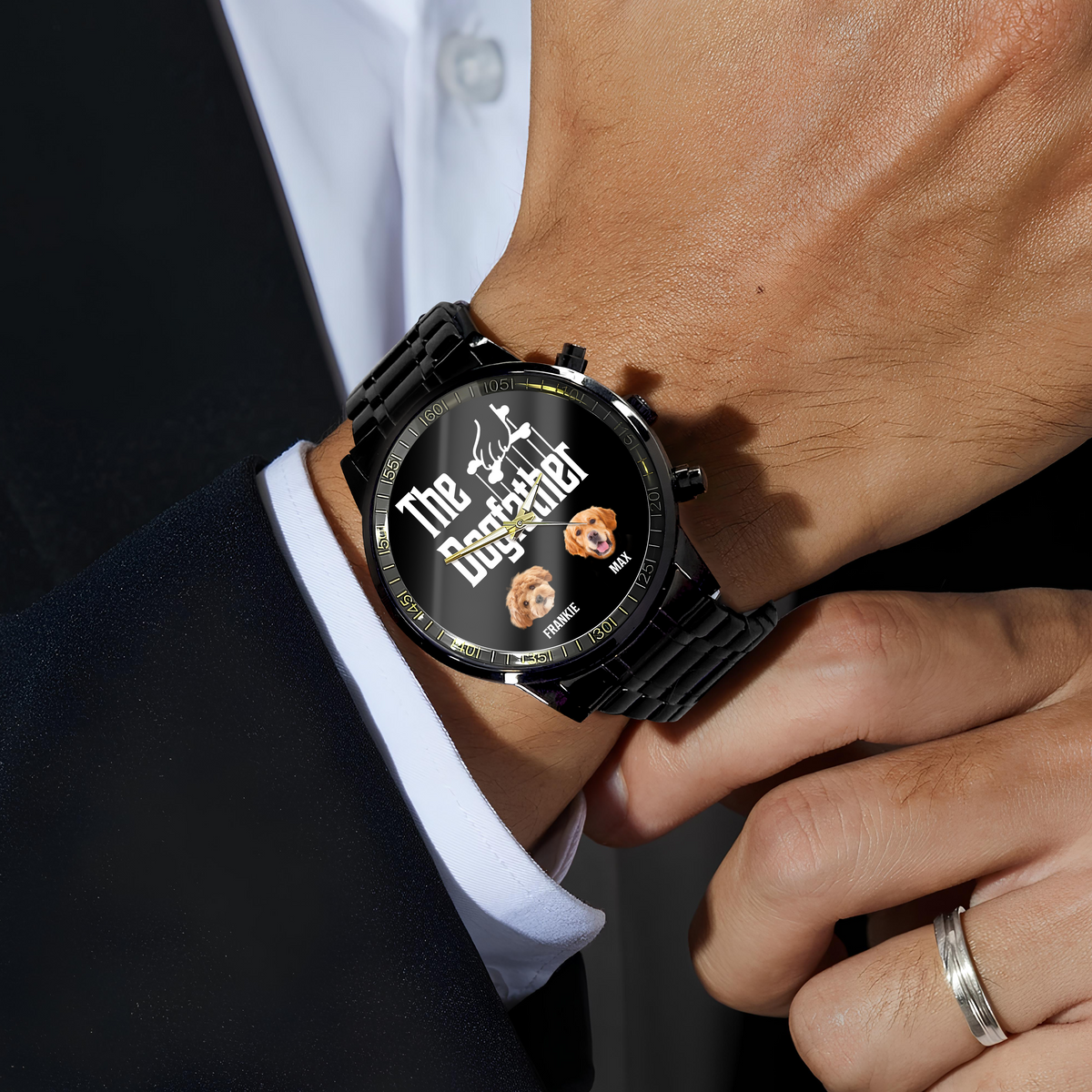 Custom Photo The DogFather For Dog Lovers Dad Men's Wrist Watch LM32 893427