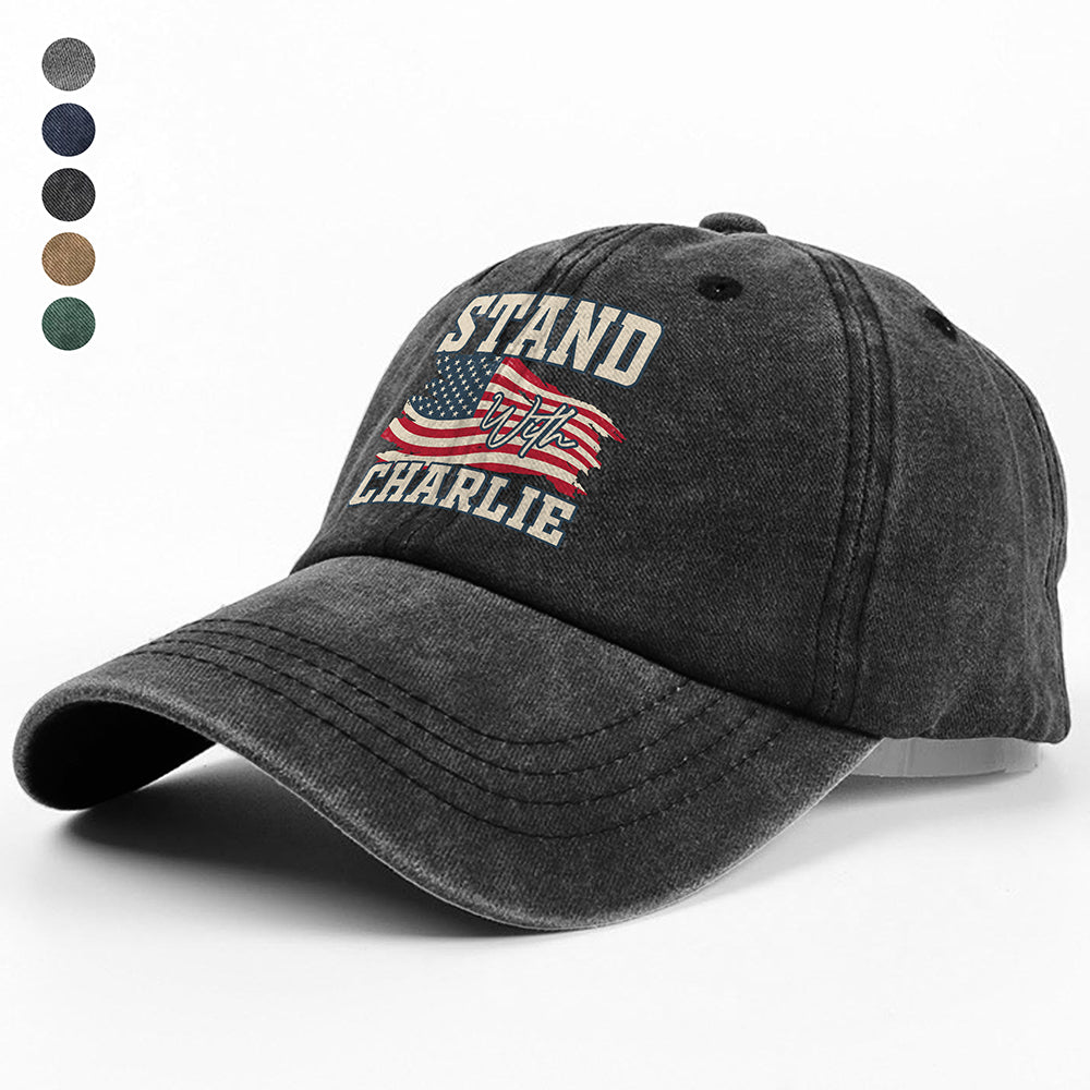 Stand With Charlie Washed Denim Baseball Cap TH10 64415