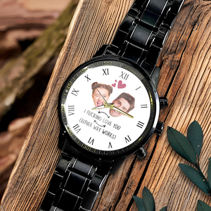 Custom Photo Face Tattoo Couple - Personalized Photo Men's Wrist Watch HO82 893796