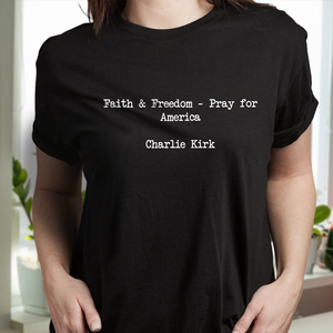 Pray for America: Faith & Freedom Charlie Kirk Christian Dark Shirt LM32 65417
