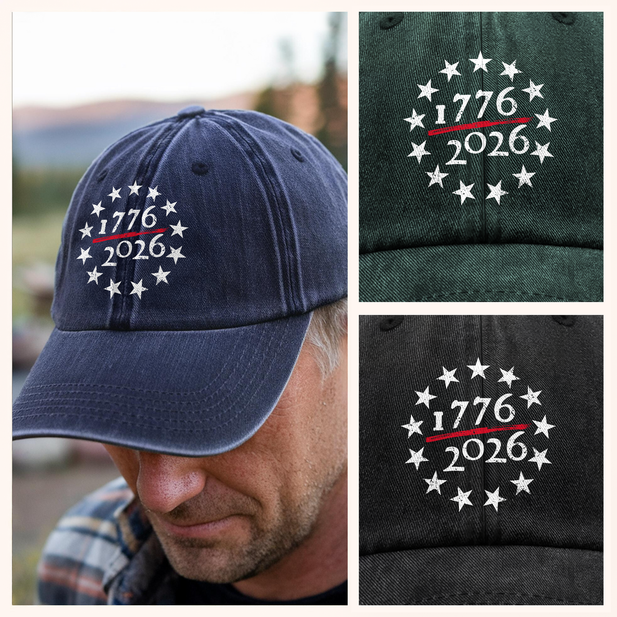 1776 - 2026 USA 250th Anniversary Washed Denim Baseball Cap HA75 898050