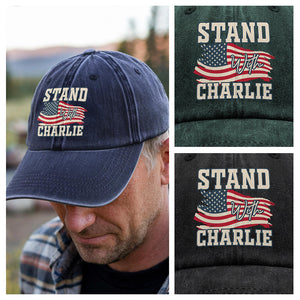 Stand With Charlie Washed Denim Baseball Cap TH10 64415