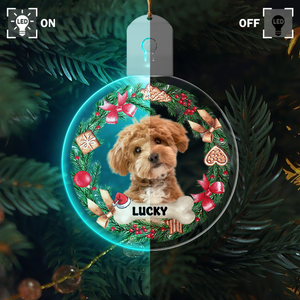 Custom Photo Dog Circle Led Acryric Ornament For Christmas HA75 891646