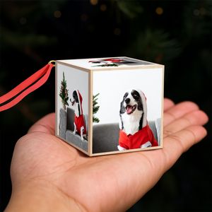 Custom Dog Photo Merry Christmas Cube Ornament For Dog Lover TH10 894523