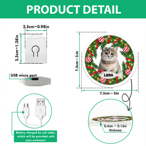 Custom Photo Cat Circle Led Acryric Ornament For Christmas HA75 891648