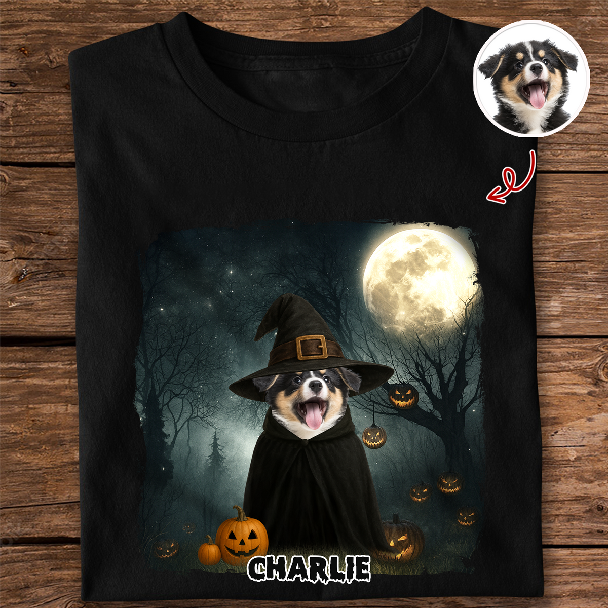 Halloween Cute Peeking Dog On Moon Light Personalized Dark Shirt CH07 899440
