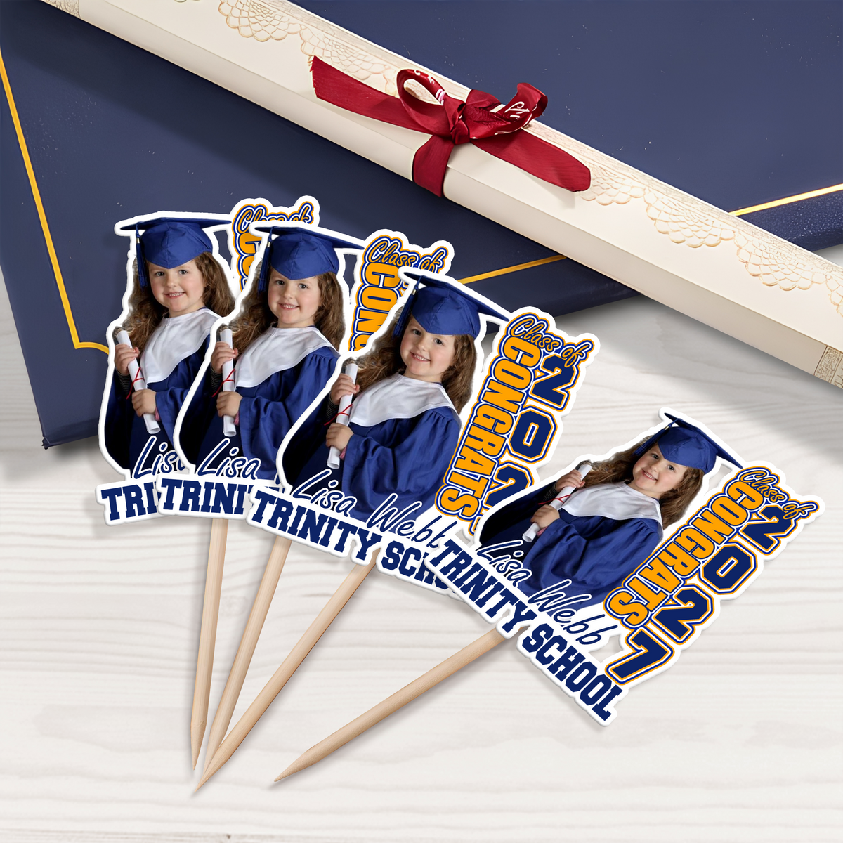 Custom Photo Kindergarten Class of 2025 Graduation Decoration Cupcake Toppers CH07 895544