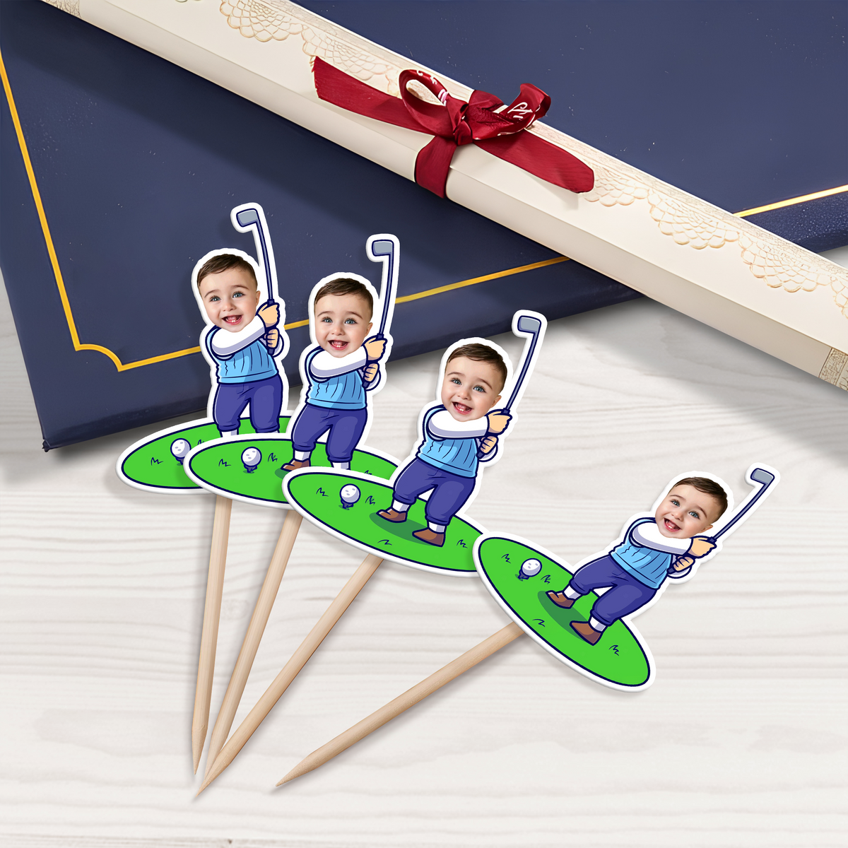 Custom Funny Face Golfer Cupcake Toppers Party Decoration HA75 892106