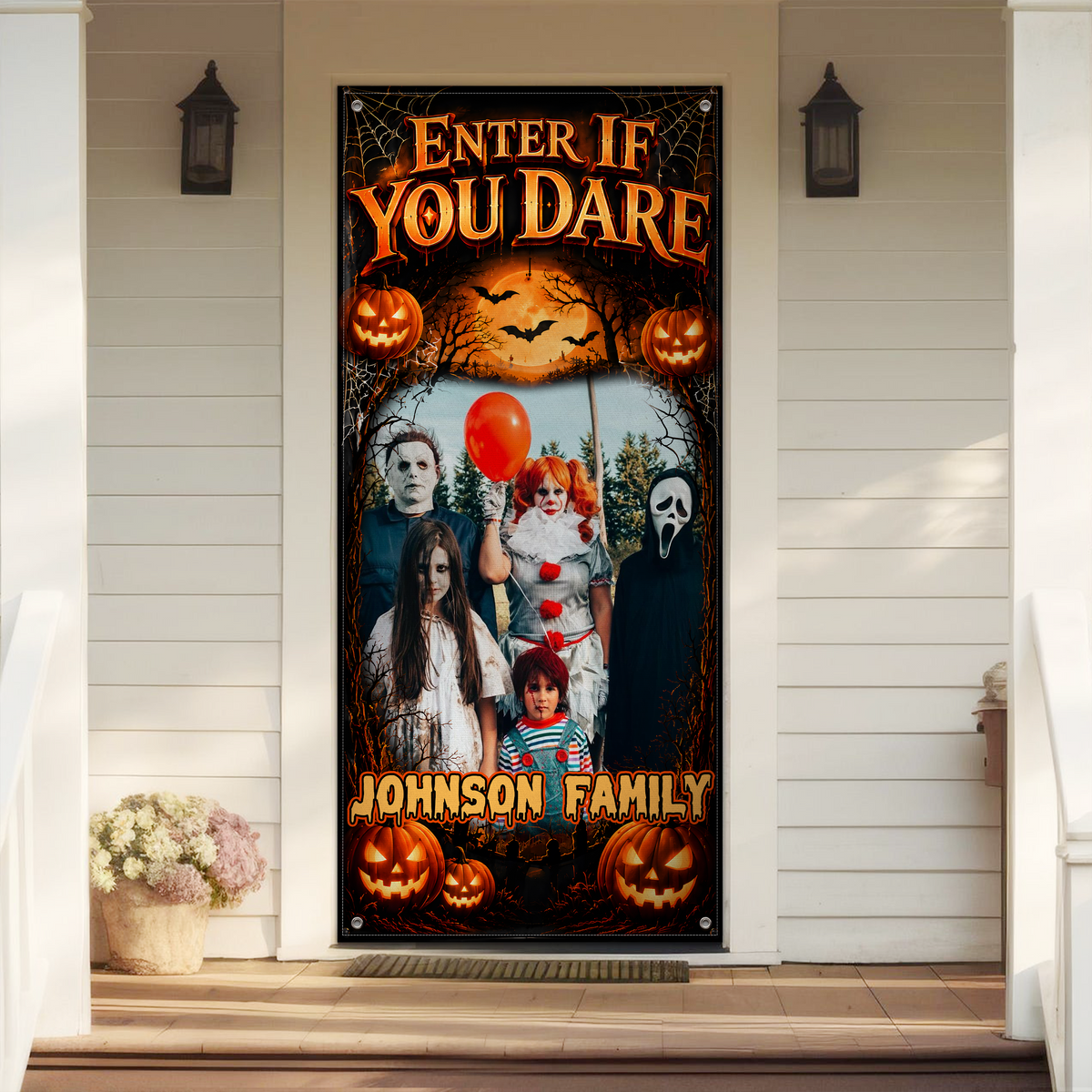 Custom Family Name & Photo Enter If You Dare Halloween Door Cover - Door Decorations HO82 903128