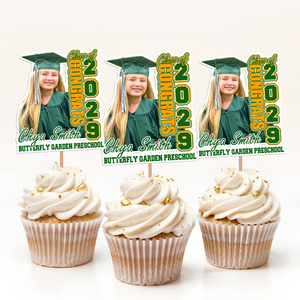 Custom Photo Kindergarten Class of 2025 Graduation Decoration Cupcake Toppers CH07 895544