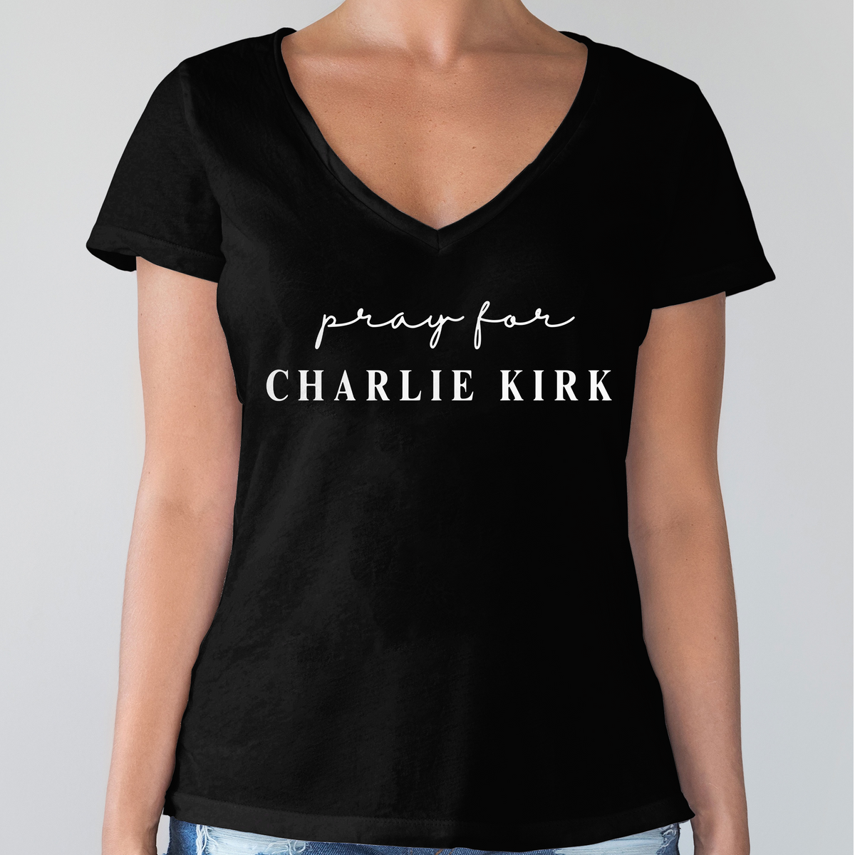 Pray for Charlie Kirk Dark Shirt LM32 65537