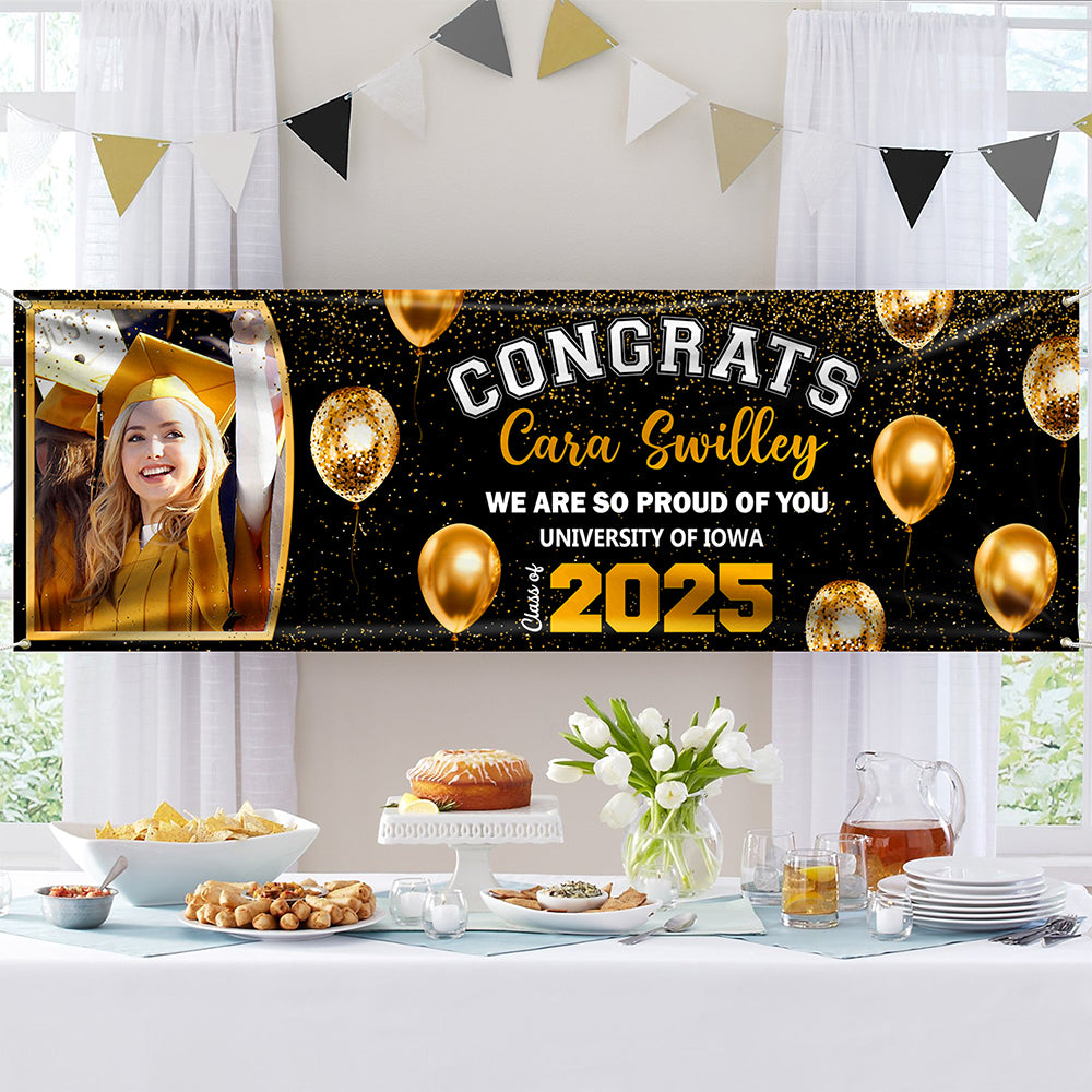 Custom Photo Class of 2025 Personalized We So Proud Of You Banner Graduation Party Gift CH07 895486